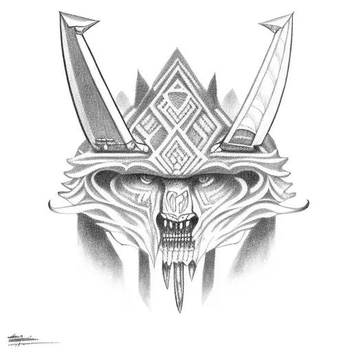 Mayan with saber tooth  tattoo design idea