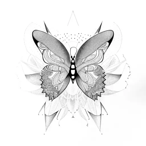 Butterfly with a mandela inside his wings  tattoo design idea