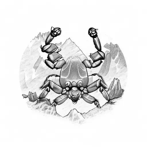 A mountain range made of scorpions tattoo design idea