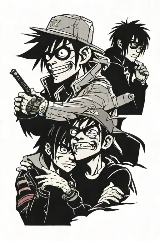 gorillaz group tattoo design idea