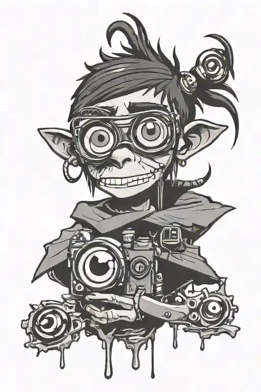 gorillaz rinestone eyes tattoo design idea