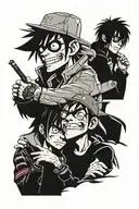 gorillaz group tattoo design idea