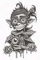 gorillaz rinestone eyes tattoo design idea
