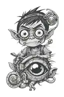 gorillaz rinestone eyes tattoo design idea