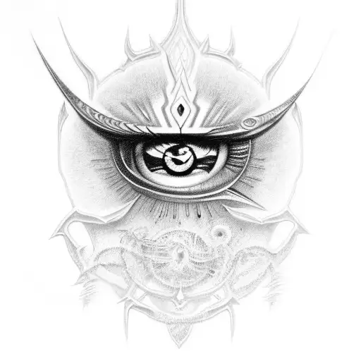 A mesmerizing tattoo showcasing the iconic Eye of Sauron in dotwork style, with intricate details and shading. tattoo design idea