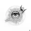 A mesmerizing tattoo showcasing the iconic Eye of Sauron in dotwork style, with intricate details and shading. tattoo design idea