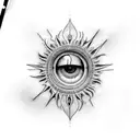 A mesmerizing tattoo showcasing the iconic Eye of Sauron in dotwork style, with intricate details and shading. tattoo design idea