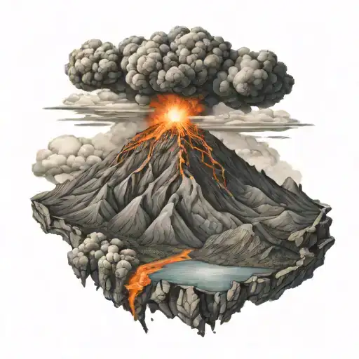 volcano tattoo design idea