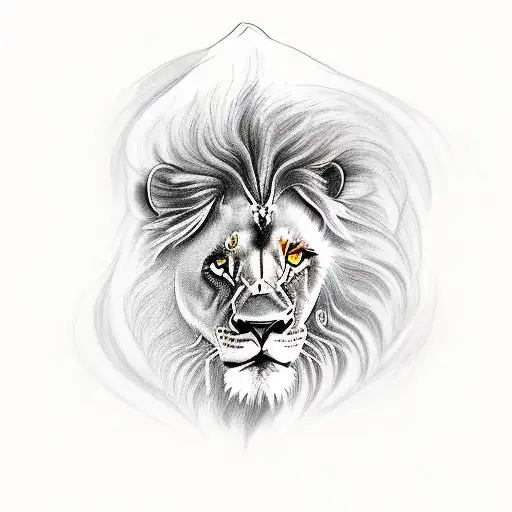 male lion with 2 lion cubs  tattoo design idea