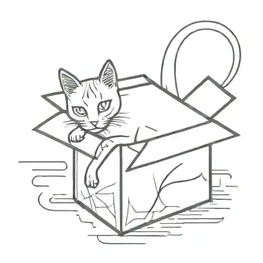 schrodinger's cat in a box tattoo design idea