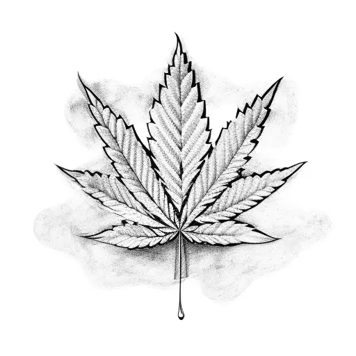 A marijuana leaf intertwined with musical notes tattoo design idea