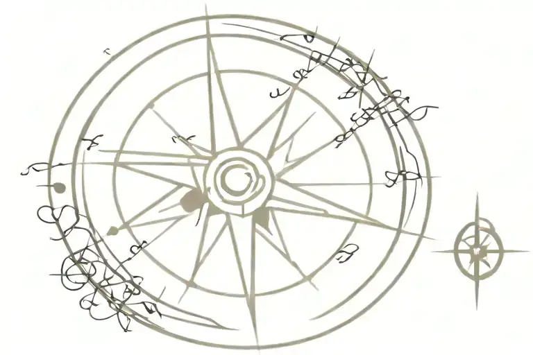 nautical Compass with music notes incorporated tattoo design idea