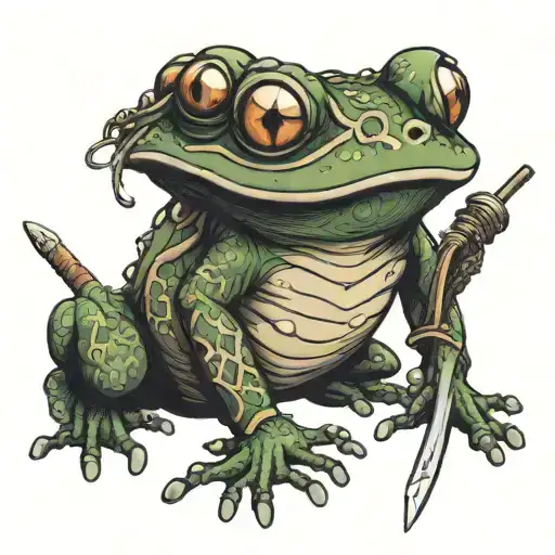 frog with sword tattoo design idea