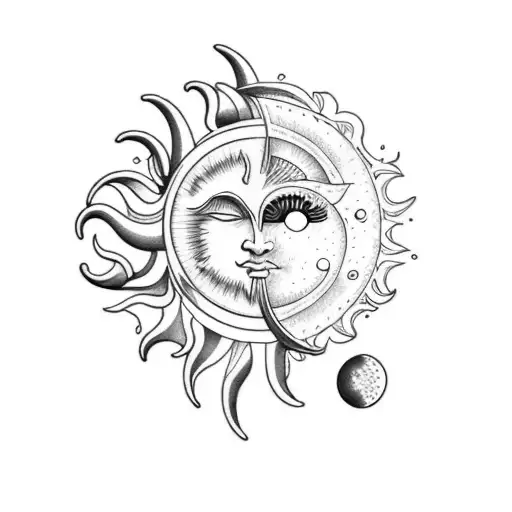 the sun and moon tattoo design idea
