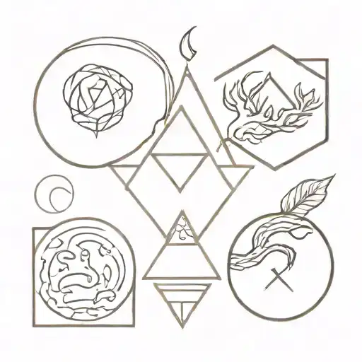 four elements intertwined tattoo design idea