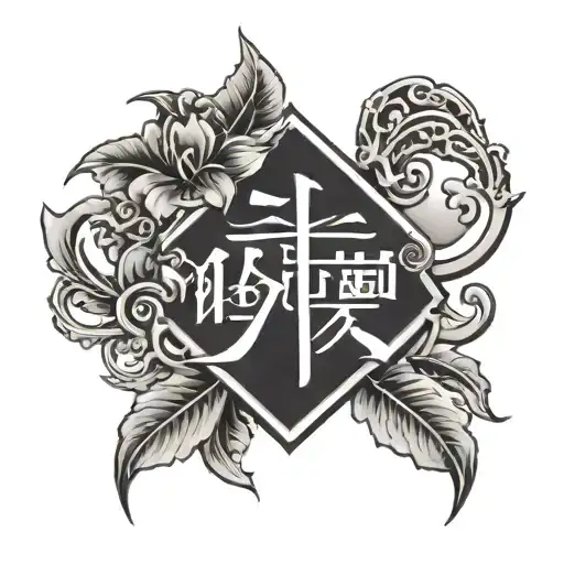 inscription Mandarin with a heart in a beautiful font tattoo design idea