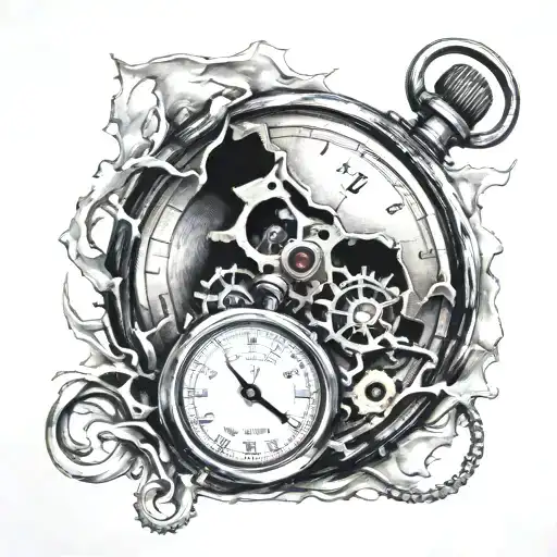 Broken stopwatch with the number 17 inside tattoo design idea