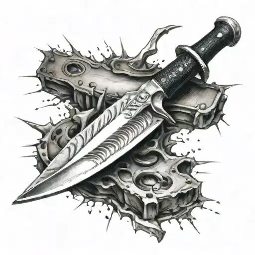 spiked knife tattoo design idea