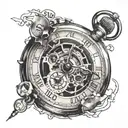 Broken stopwatch with the number 17 inside tattoo design idea