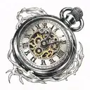 Broken stopwatch with the number 17 inside tattoo design idea