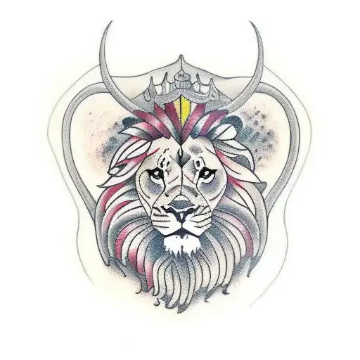 Taurus with Lion tattoo design idea
