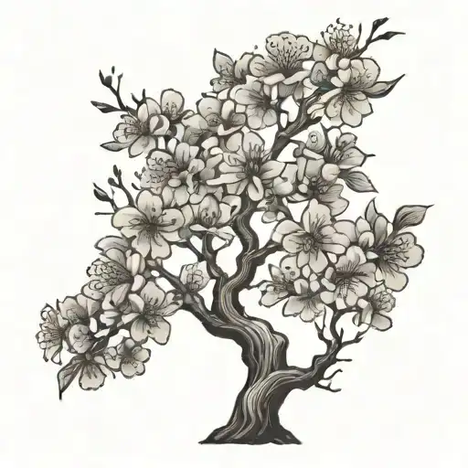 cherry blossom tree tattoo design idea