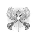 phoenix with two cross and four leaf clover tattoo design idea