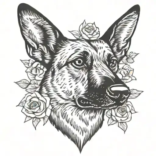 belgian malinois head russian style tattoo design black and white tattoo design idea