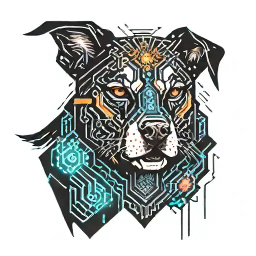 dog and fireworks  tattoo design idea