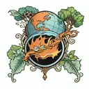 planet earth globe tattoo design idea