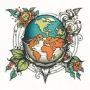 planet earth globe tattoo design idea