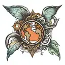 planet earth globe tattoo design idea