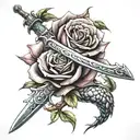 dragon rose sword intertwined tattoo design idea