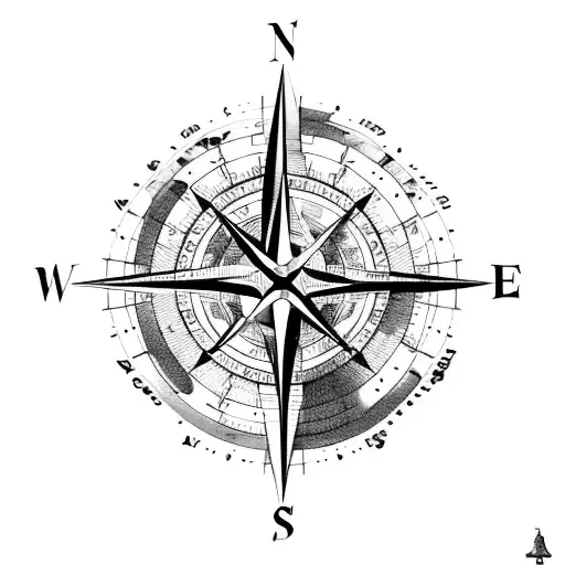 Compass and map with coordinates of memorable exploration spots tattoo design idea