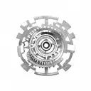 Motorcycle engine with gears and cogs intertwined tattoo design idea