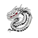 dragon and snake and Japanese mask tattoo design idea