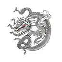 dragon and snake and Japanese mask tattoo design idea