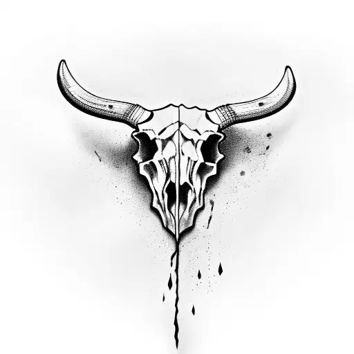 Bull Skull, pistol, western style tattoo design idea
