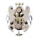 A balance scale with weights representing the different aspects of life, surrounded by intricate Japanese motifs tattoo design idea