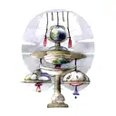 A balance scale with weights representing the different aspects of life, surrounded by intricate Japanese motifs tattoo design idea