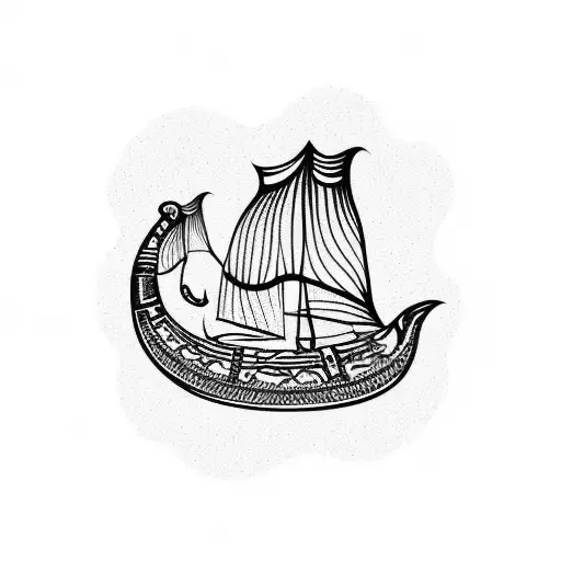 Viking ship landing tattoo design idea