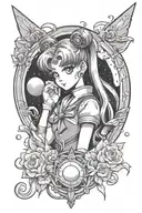 sailor moon with Luna (Anime) tattoo design idea