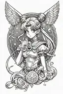 sailor moon with Luna (Anime) tattoo design idea