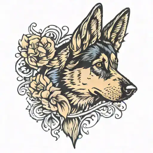 dog paw print and dog Breed inside paw print German shepherd  tattoo design idea