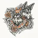 dog paw print and dog Breed inside paw print German shepherd  tattoo design idea