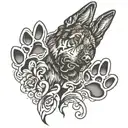 dog paw print and dog Breed inside paw print German shepherd  tattoo design idea
