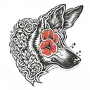 dog paw print and dog Breed inside paw print German shepherd  tattoo design idea