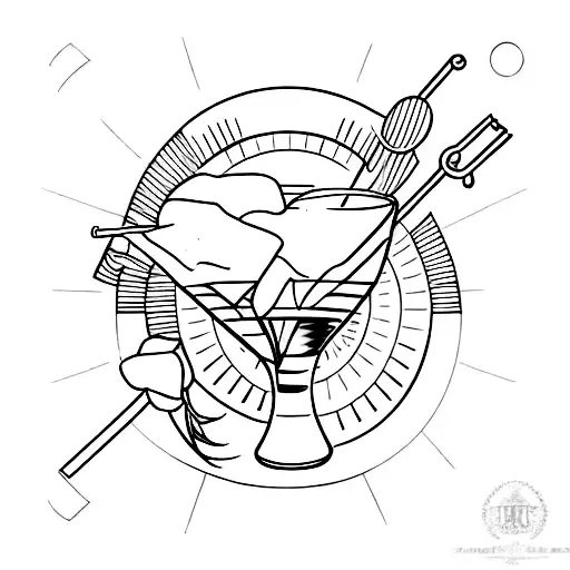 cocktail glass tattoo design idea