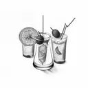 cocktail glass tattoo design idea