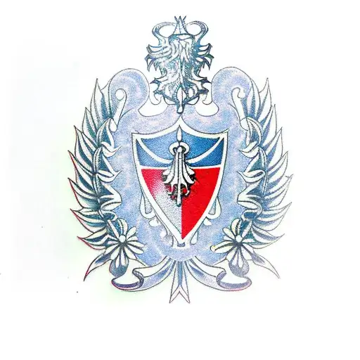 polish crest with flowers tattoo design idea
